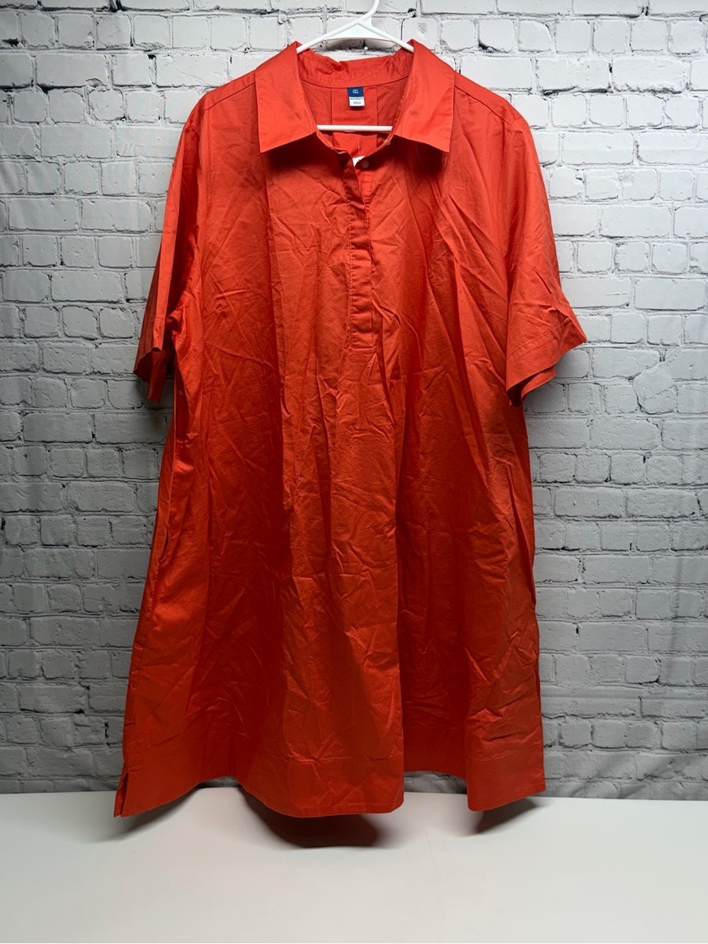 Old Navy women’s Short-Sleeve Button-Down Shirt dress  Orange size xxl tall